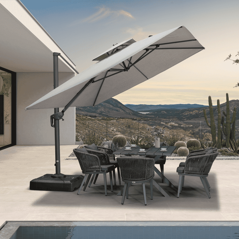 PURPLE LEAF Double Top Cantilever Patio Umbrella UV50+ Fade Resistant Outdoor Umbrellas