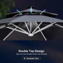 PURPLE LEAF Round Cantilever Umbrella with Base, Outdoor Umbrellas with Lights