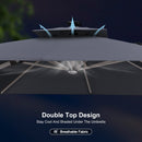 PURPLE LEAF Rectangular Cantilever Umbrella with Base, Outdoor Umbrellas with Lights