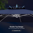 PURPLE LEAF Square Cantilever Umbrella with Base, Outdoor Umbrellas with Lights