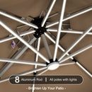 PURPLE LEAF Round Cantilever Umbrella with Base, Outdoor Umbrellas with Lights