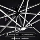 PURPLE LEAF Round Cantilever Umbrella with Base, Outdoor Umbrellas with Lights