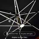 PURPLE LEAF Rectangular Cantilever Umbrella with Base, Outdoor Umbrellas with Lights