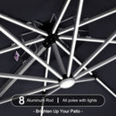 PURPLE LEAF Round Cantilever Umbrella with Base, Outdoor Umbrellas with Lights