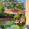 PURPLE LEAF Outdoor Garden Umbrella with Base, Cantilever Umbrellas in Wood Color