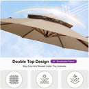 PURPLE LEAF Outdoor Garden Umbrella with Base, Cantilever Umbrellas in Wood Color