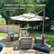 PURPLE LEAF Outdoor Garden Umbrella with Base, Cantilever Umbrellas in Wood Color