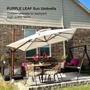 PURPLE LEAF Outdoor Garden Umbrella with Base, Cantilever Umbrellas in Wood Color