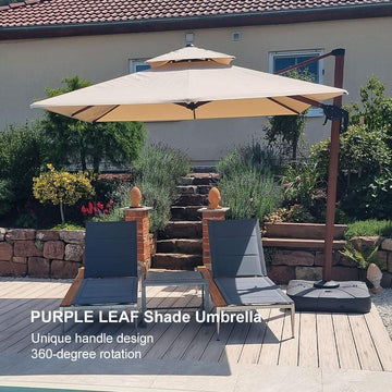 12x14 patio umbrella 9/10/11/12ft Wood Pattern Square Cantilever Patio Umbrella
