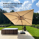 PURPLE LEAF Outdoor Garden Umbrella with Base, Cantilever Umbrellas in Wood Color