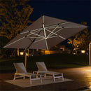 PURPLE LEAF Double Top 9 / 10 / 11 / 12 ft Square Outdoor Umbrellas with Lights