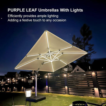 Open Box Square Patio Umbrella w/ Solar LED