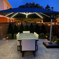 PURPLE LEAF Large Solar Yard Umbrellas Double Top Square Patio Umbrella with Lights