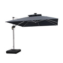 PURPLE LEAF Double Top 9 / 10 / 11 / 12 ft Square Outdoor Umbrellas with Lights