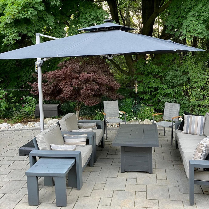 PURPLE LEAF Double Top 9 / 10 / 11 / 12 ft Square Outdoor Umbrellas with Lights