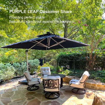 Square Solar LED Cantilever Umbrella