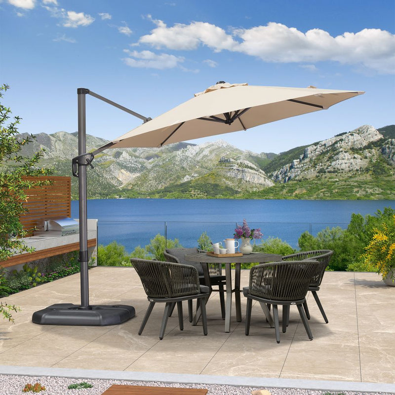 PURPLE LEAF Affordable Outdoor Umbrella with Base, Round Cantilever Umbrella for Garden