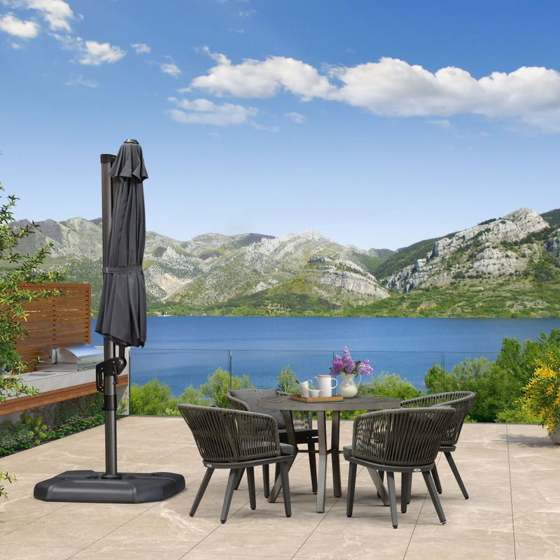 PURPLE LEAF Affordable Outdoor Umbrella with Base, Round Cantilever Umbrella for Garden