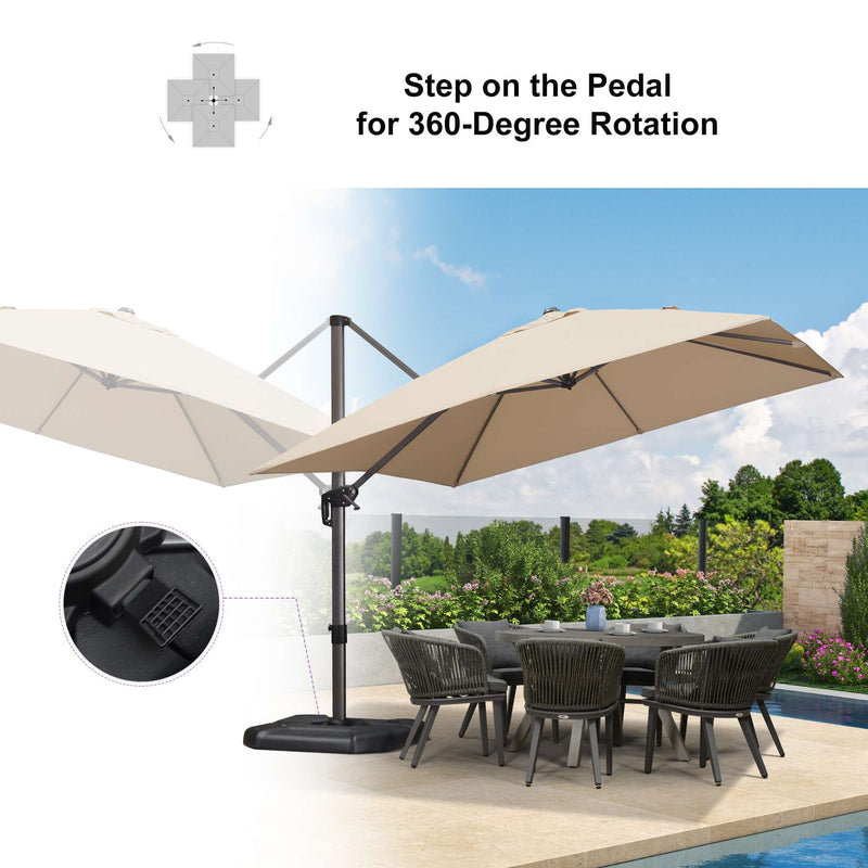 PURPLE LEAF Affordable Patio Umbrella with Base, Square and Rectangular Outdoor Umbrella