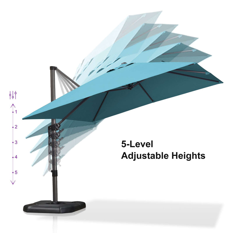 PURPLE LEAF Economical Square Outdoor Patio Umbrella Rectangle Cantilever Umbrella