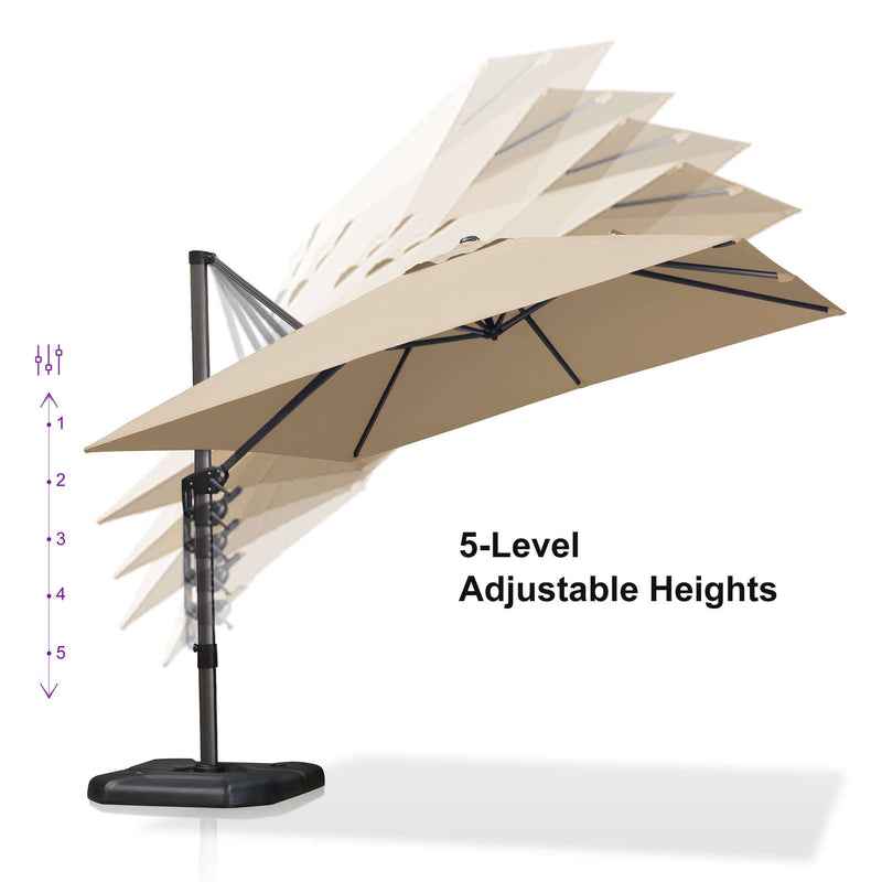 PURPLE LEAF Economical Square Outdoor Patio Umbrella Rectangle Cantilever Umbrella