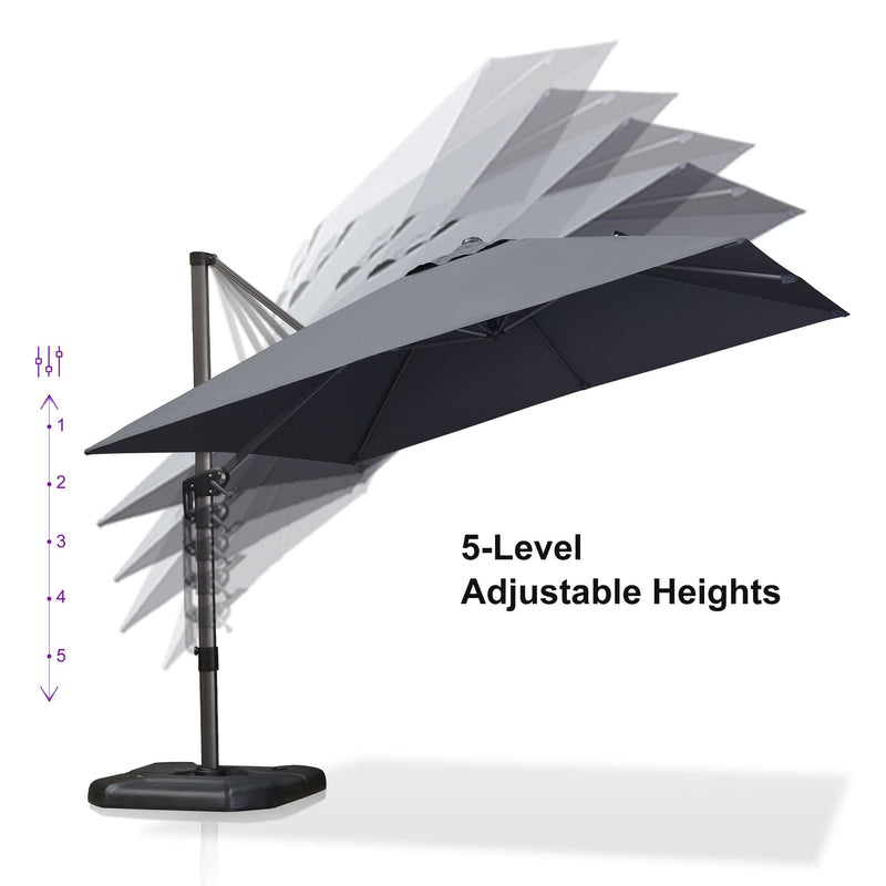 PURPLE LEAF Affordable Patio Umbrella with Base, Square and Rectangular Outdoor Umbrella