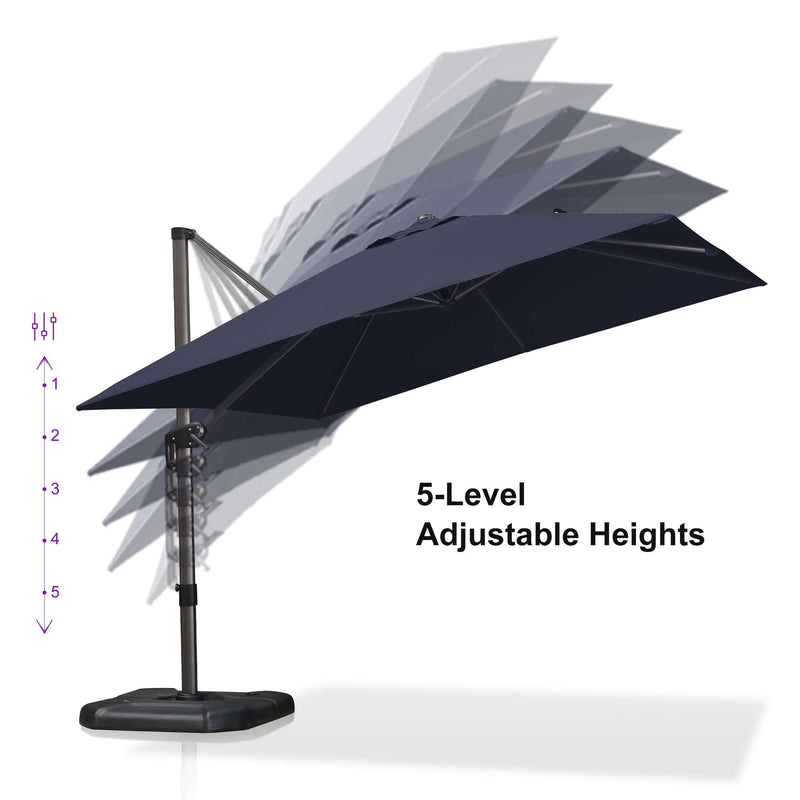 PURPLE LEAF Economical Square Outdoor Patio Umbrella Rectangle Cantilever Umbrella