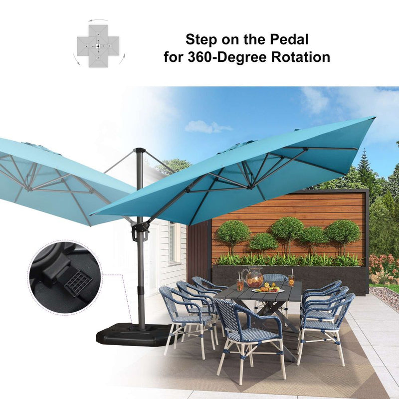 PURPLE LEAF Economical Square Outdoor Patio Umbrella Rectangle Cantilever Umbrella