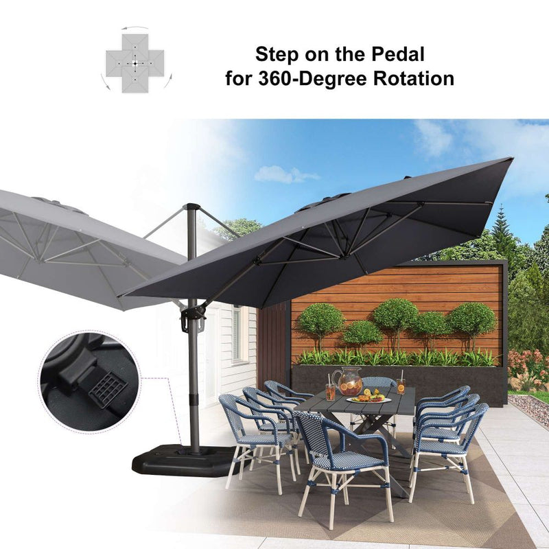 PURPLE LEAF Economical Square Outdoor Patio Umbrella Rectangle Cantilever Umbrella