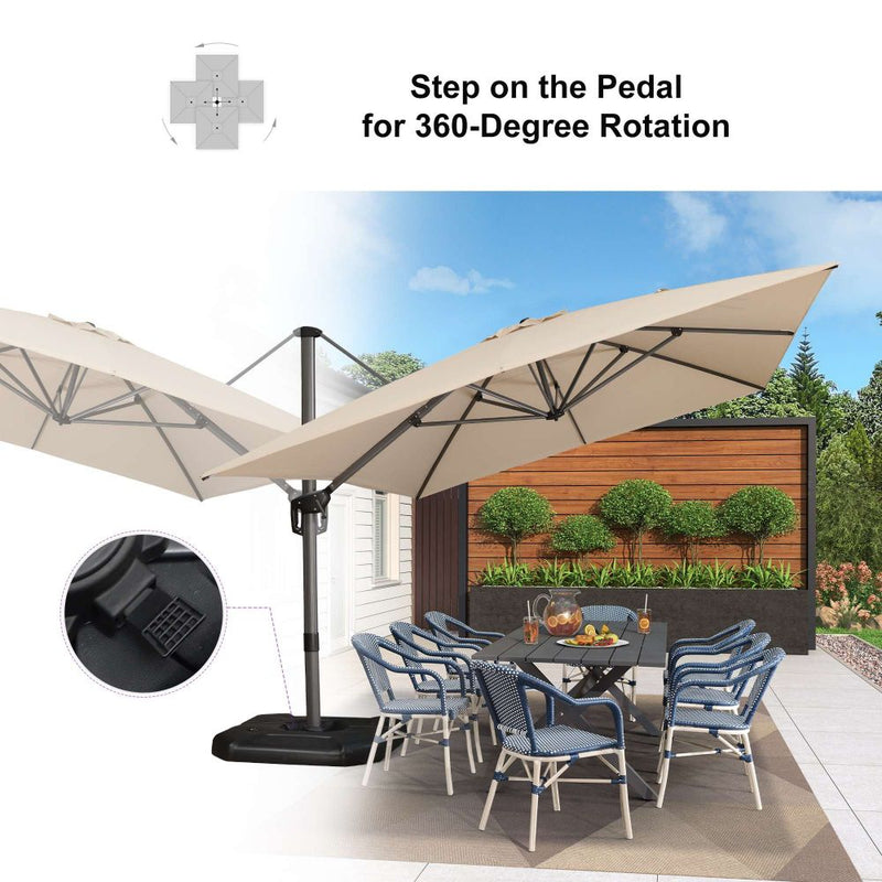 PURPLE LEAF Affordable Patio Umbrella with Base, Square and Rectangular Outdoor Umbrella