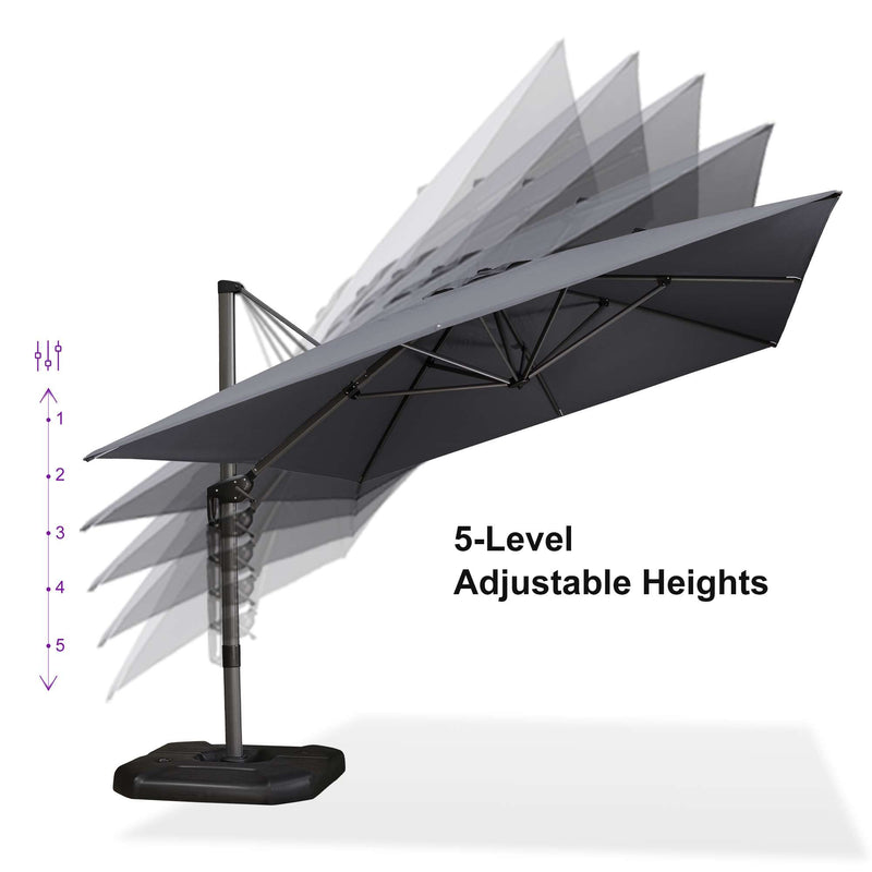 PURPLE LEAF Economical Square Outdoor Patio Umbrella Rectangle Cantilever Umbrella