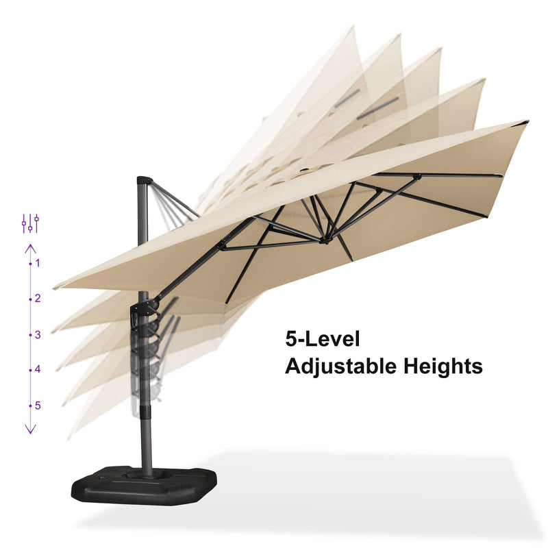 PURPLE LEAF Economical Square Outdoor Patio Umbrella Rectangle Cantilever Umbrella