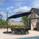 PURPLE LEAF Affordable Outdoor Umbrella with Base, Round Cantilever Umbrella for Garden