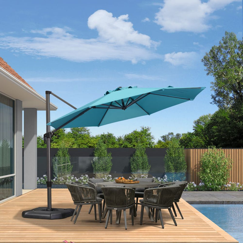 PURPLE LEAF Affordable Outdoor Umbrella with Base, Round Cantilever Umbrella for Garden