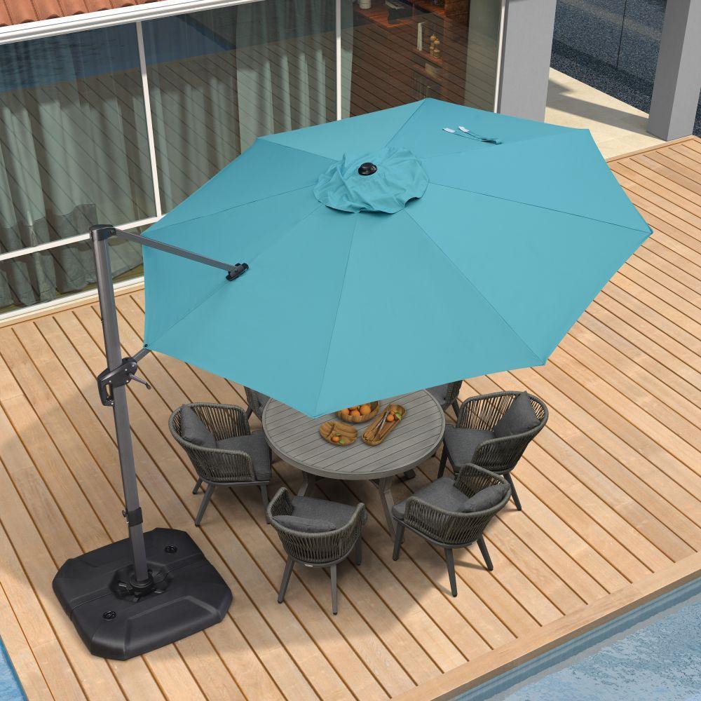 PURPLE LEAF 11ft Durable Outdoor Patio Umbrella, UV Umbrella, Turquoise Blue, Cantilever Garden Sun Umbrella PURPLE LEAF 11ft Durable Outdoor Patio Umbrella, UV Umbrella, Turquoise Blue, Cantilever Garden Sun Umbrella