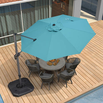 colorful patio umbrellas 10 ft or 11 ft round PURPLE LEAF 11ft Durable Outdoor Patio Umbrella, UV Umbrella, Turquoise Blue, Cantilever Garden Sun Umbrella