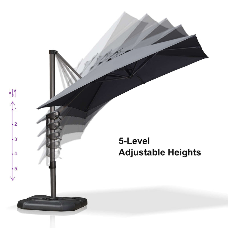 PURPLE LEAF Economical Square Outdoor Patio Umbrella Rectangle Cantilever Umbrella