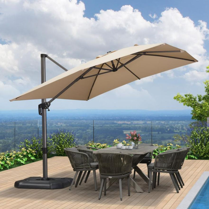 PURPLE LEAF Economical Square Outdoor Patio Umbrella Rectangle Cantilever Umbrella