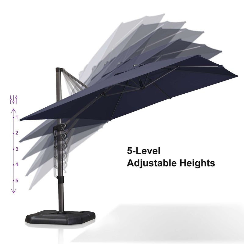 PURPLE LEAF Economical Square Outdoor Patio Umbrella Rectangle Cantilever Umbrella