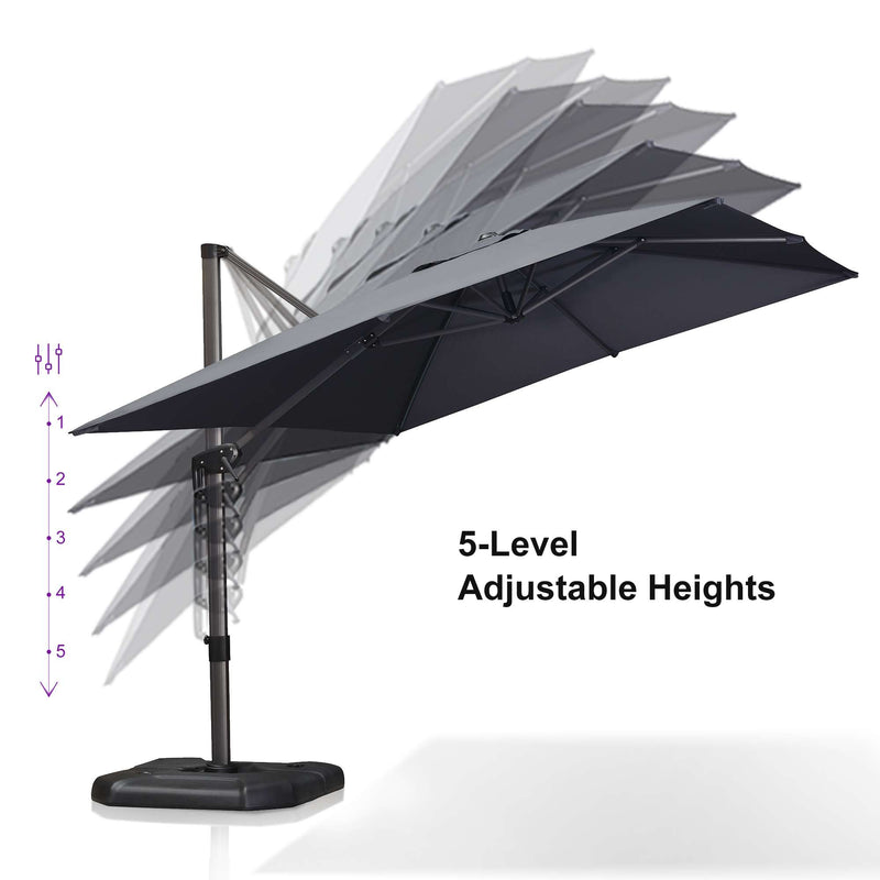 PURPLE LEAF Economical Square Outdoor Patio Umbrella Rectangle Cantilever Umbrella