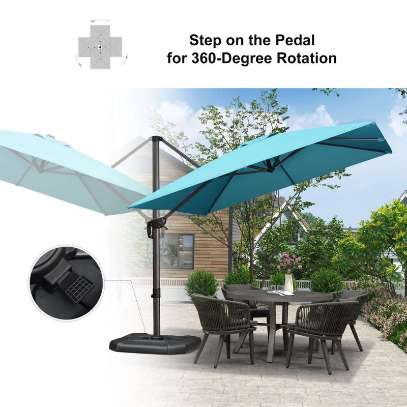 PURPLE LEAF Economical Square Outdoor Patio Umbrella Rectangle Cantilever Umbrella