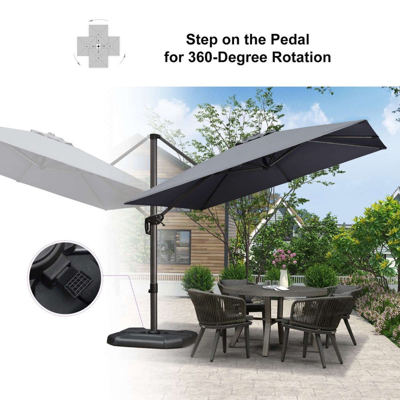 PURPLE LEAF Economical Square Outdoor Patio Umbrella Rectangle Cantilever Umbrella