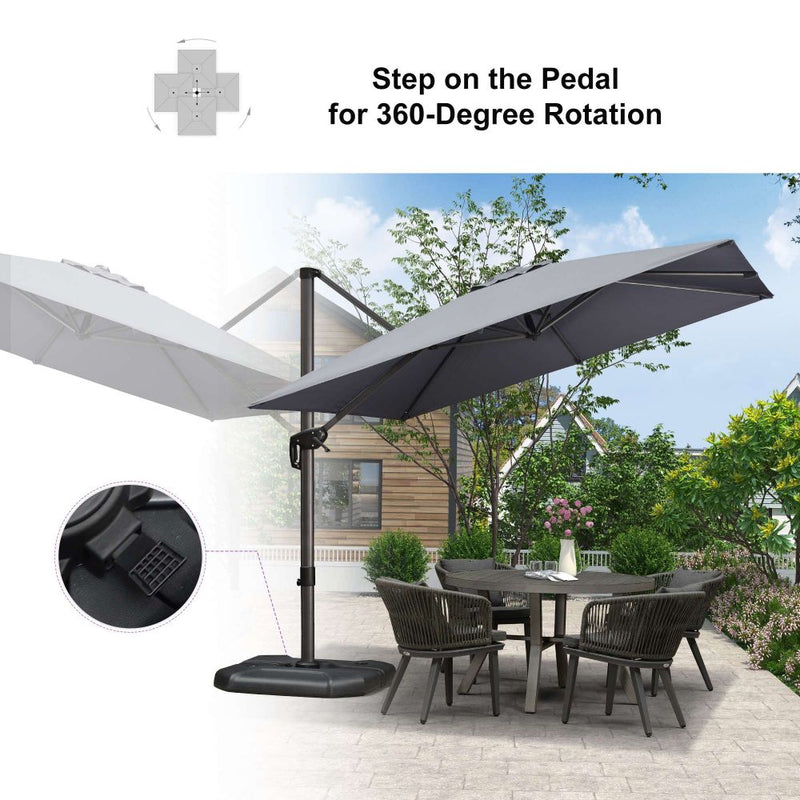 PURPLE LEAF Economical Square Outdoor Patio Umbrella Rectangle Cantilever Umbrella