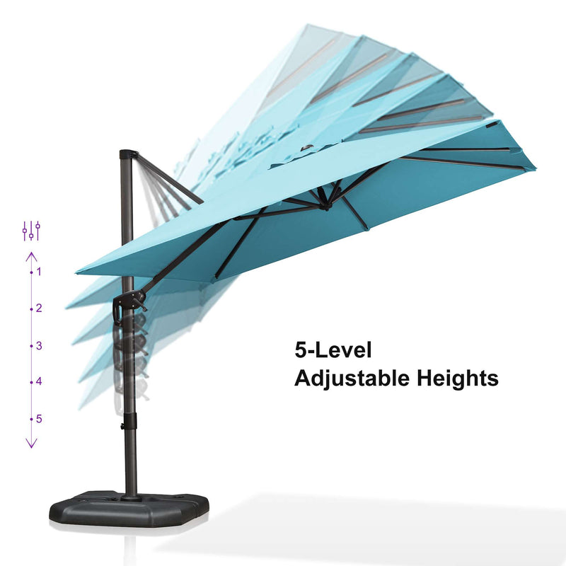 PURPLE LEAF Economical Square Outdoor Patio Umbrella Rectangle Cantilever Umbrella