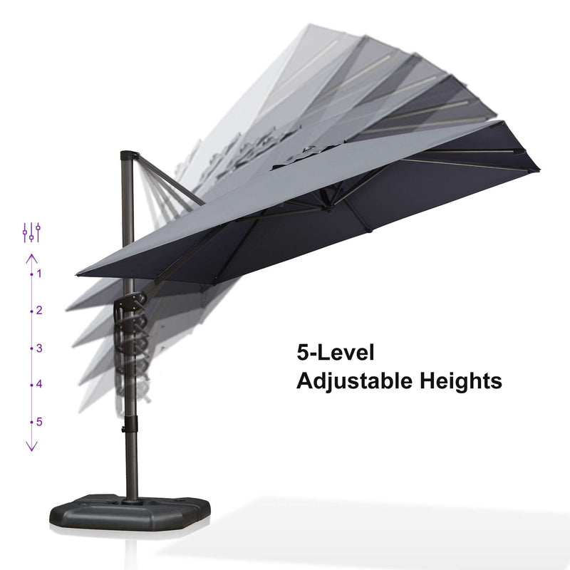 PURPLE LEAF Economical Square Outdoor Patio Umbrella Rectangle Cantilever Umbrella