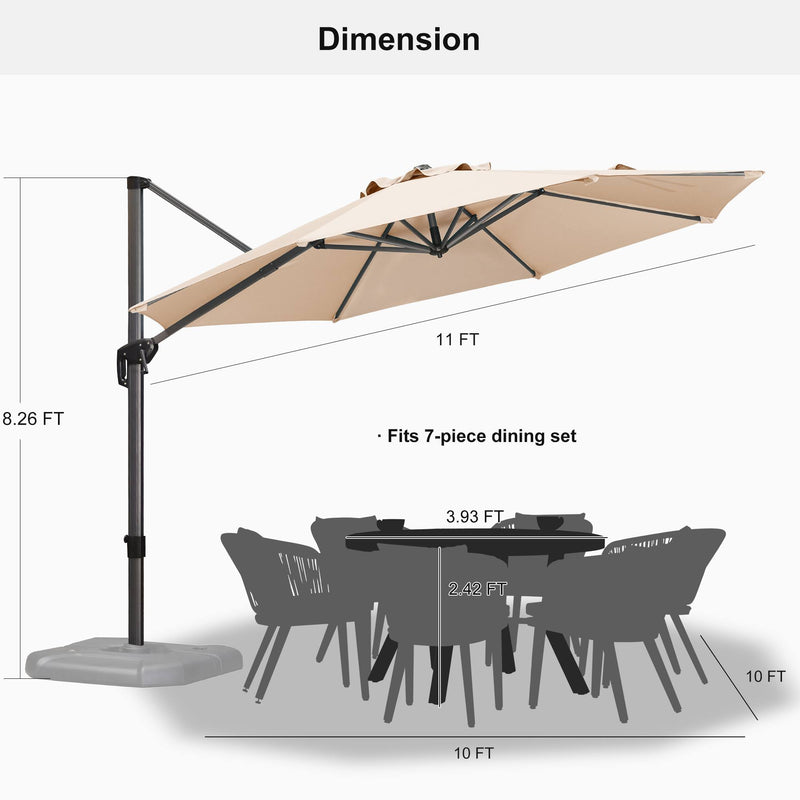 PURPLE LEAF Economical 10 / 11 ft Patio Offset Umbrellas