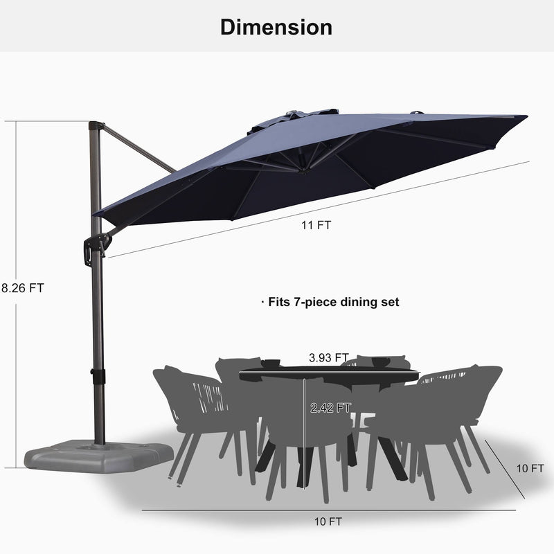 PURPLE LEAF Economical 10 / 11 ft Patio Offset Umbrellas