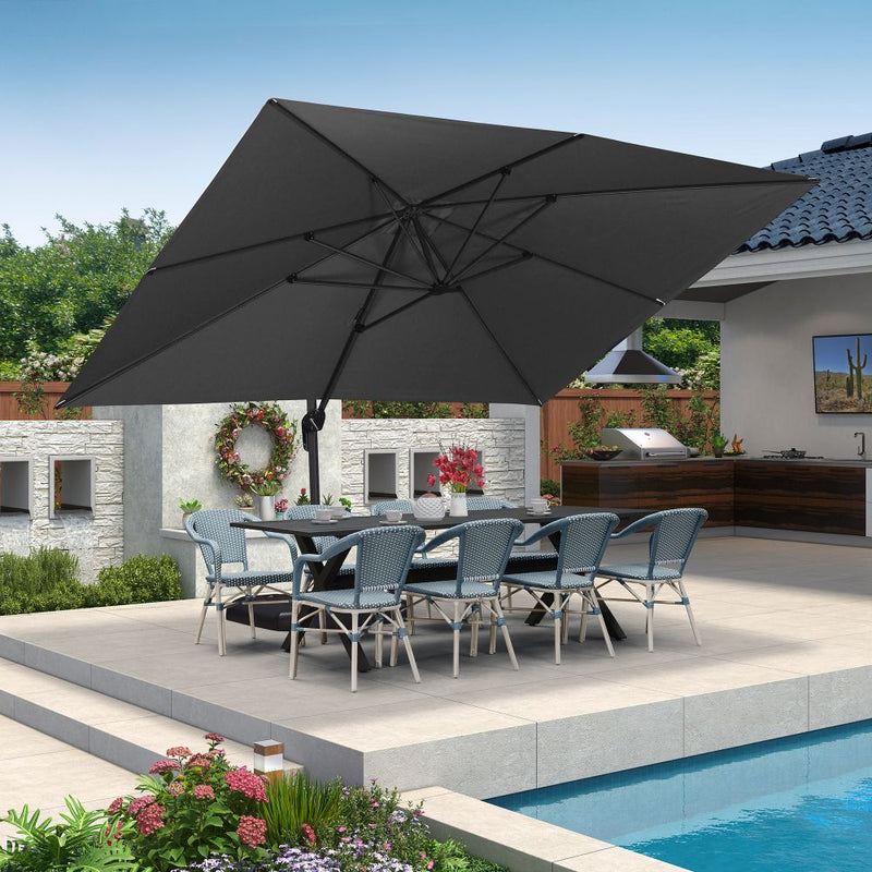 PURPLE LEAF Affordable Patio Umbrella with Base, Square and Rectangular Outdoor Umbrella