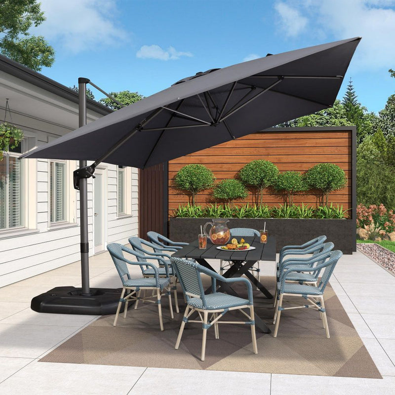PURPLE LEAF Affordable Patio Umbrella with Base, Square and Rectangular Outdoor Umbrella