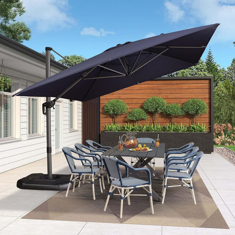PURPLE LEAF Affordable Patio Umbrella with Base, Square and Rectangular Outdoor Umbrella